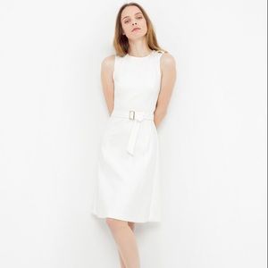 White House Black Market Sleeveless Belted white dress